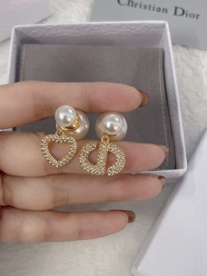 Replica Designer Dior Fashion Love Rhinestone Letter Stud Earrings