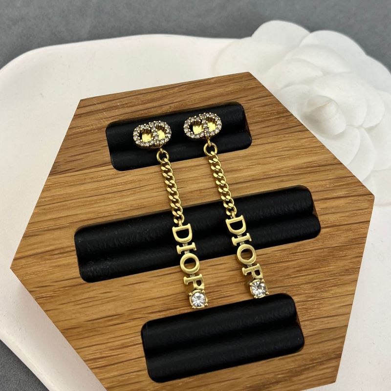 Replica Designer Dior Fashion Metal Letter Rhinestone Tassel Earrings