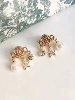 Replica Designer Dior Fashion Metal Letter Tassel Stud Earrings