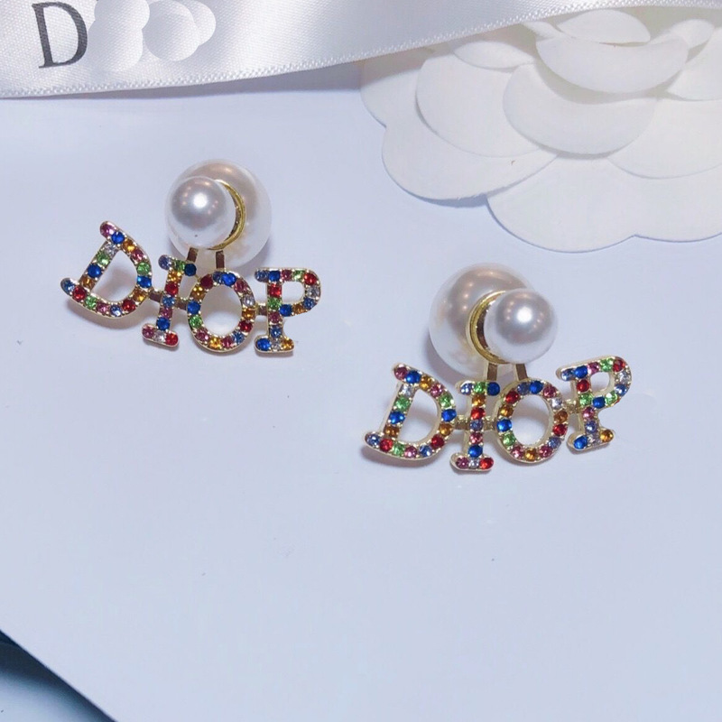 Replica Designer Dior Fashion Multicolor Rhinestone Letter Earrings