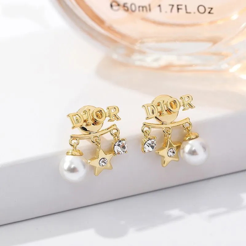Replica Designer Dior Fashion Pentagram Rhinestone Earrings