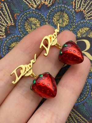Replica Designer Dior Fashion Red Strawberry Stud Earrings