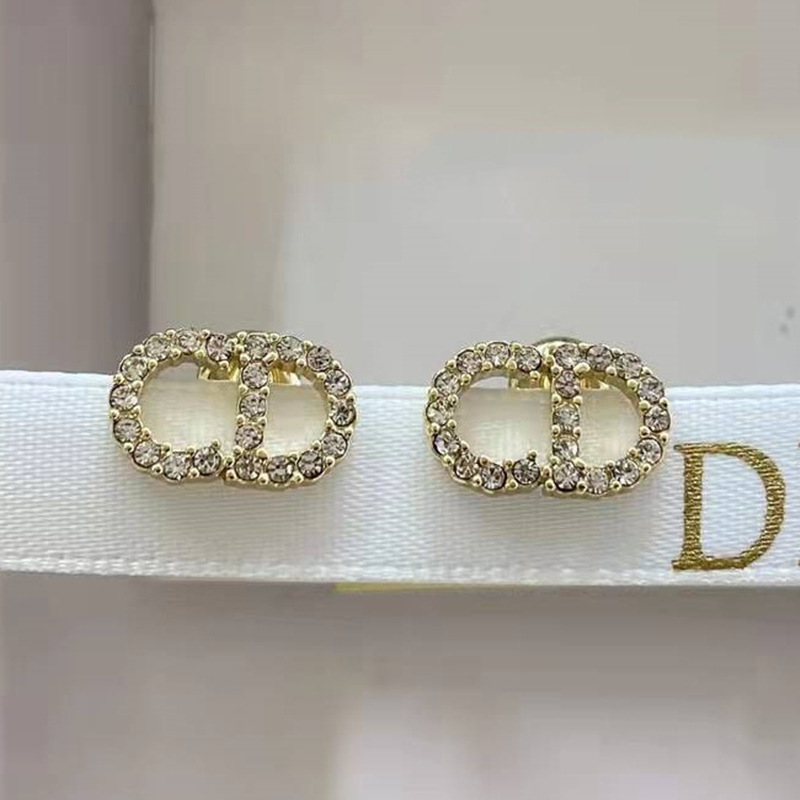 Replica Designer Dior Fashion Rhinestone Hollow Stud Earrings