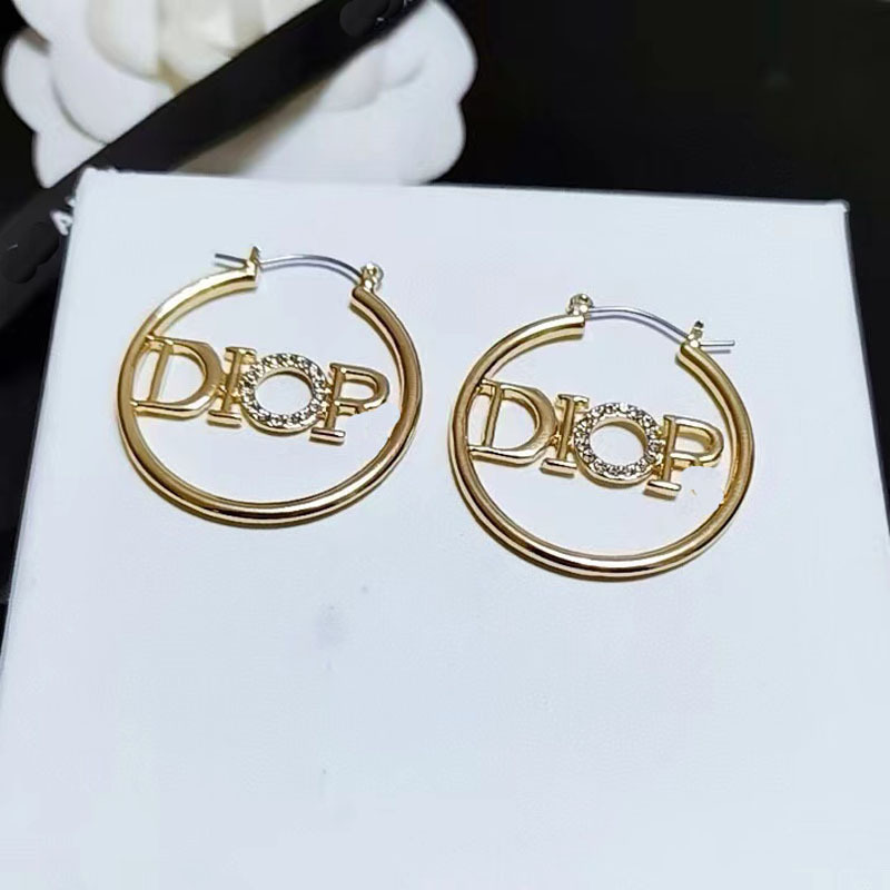 Replica Designer Dior Fashion Rhinestone Letter Earrings