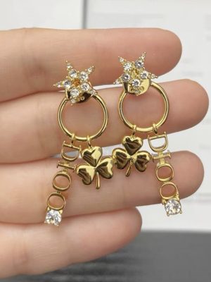 Replica Designer Dior Fashion Rhinestone Star Metal Alphabet Tassel Earring