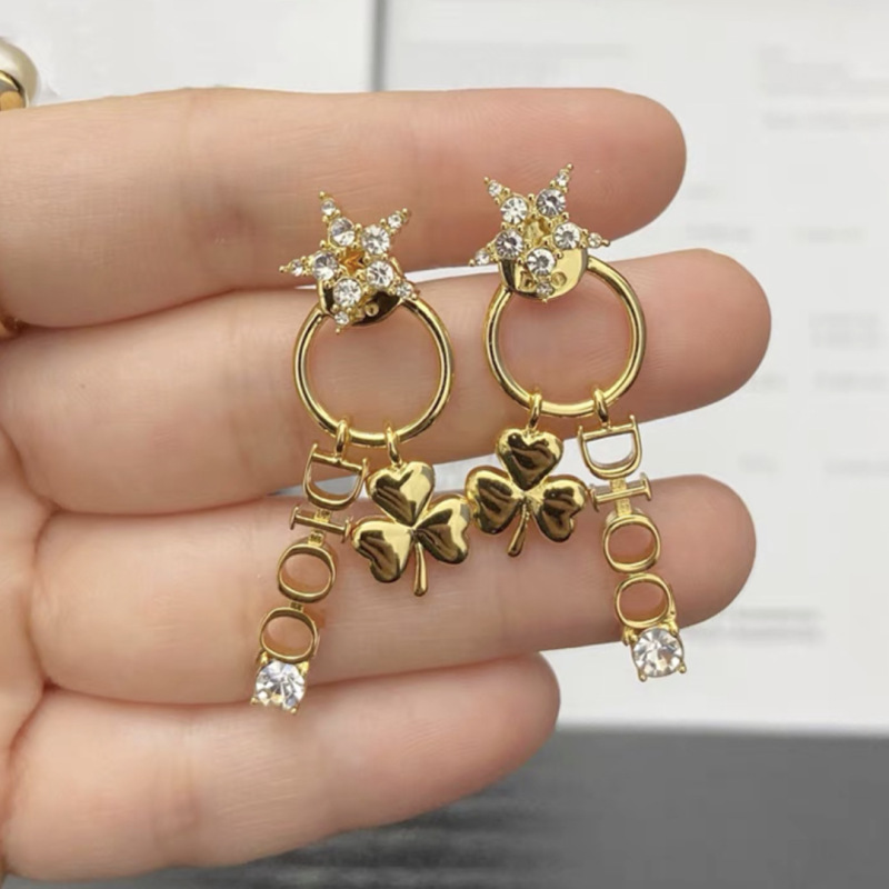 Replica Designer Dior Fashion Rhinestone Star Metal Alphabet Tassel Earring