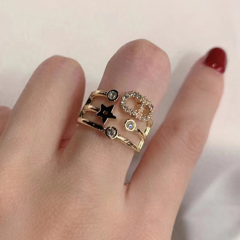 Replica Designer Dior Fashion Rhinestone Star Three Circle Ring