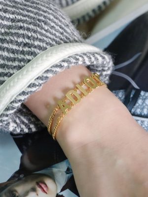 Replica Designer Dior Simple Metal Alphabet Double Layer Bracelet