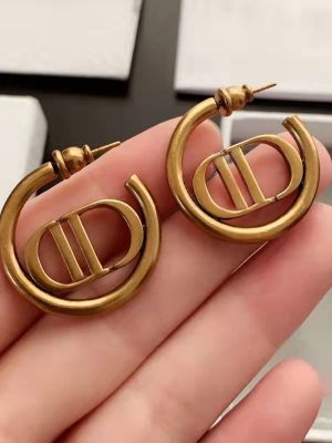 Replica Designer Dior Simple Metal Letter Hollow Circle Stud Earrings