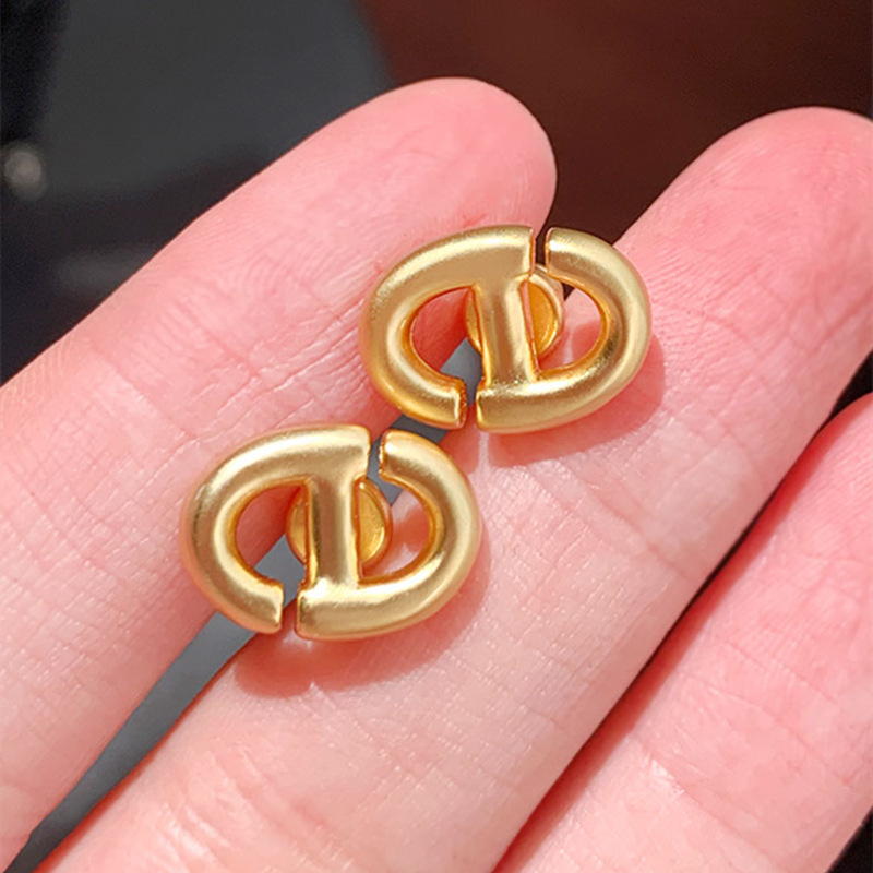 Replica Designer Dior Simple Metal Letter Stud Earrings