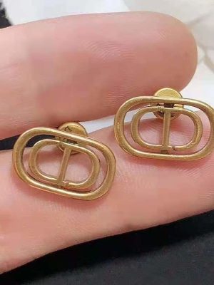 Replica Designer Dior Simple Metal Letter Stud Earrings