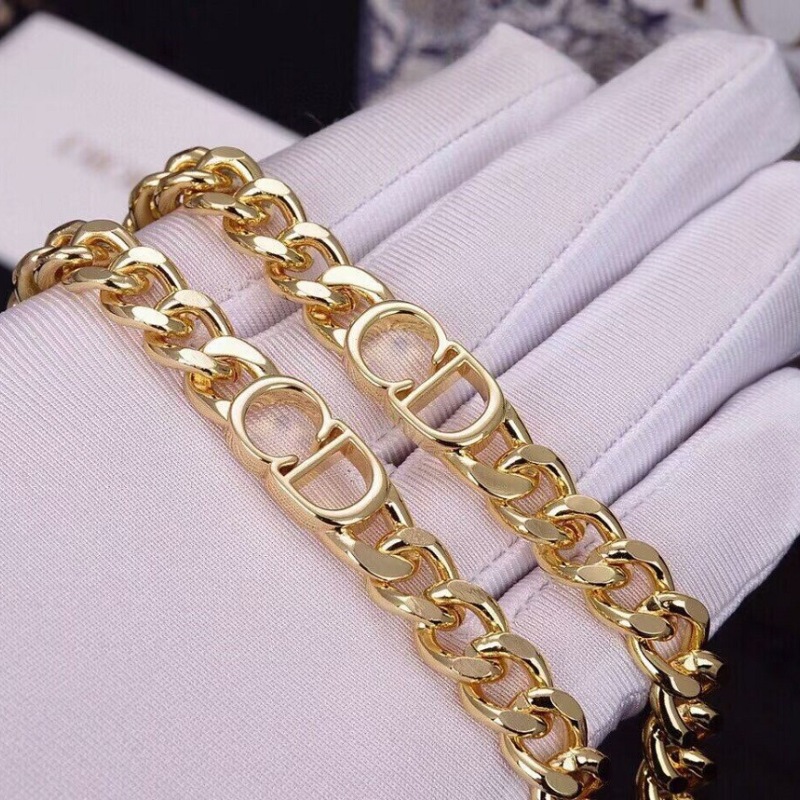 Replica Designer Dior Simple Metal Thick Chain Necklace And Bracelet