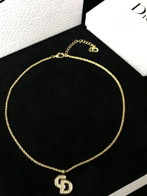 Replica Designer Dior Simple Rhinestone Alphabet Necklace