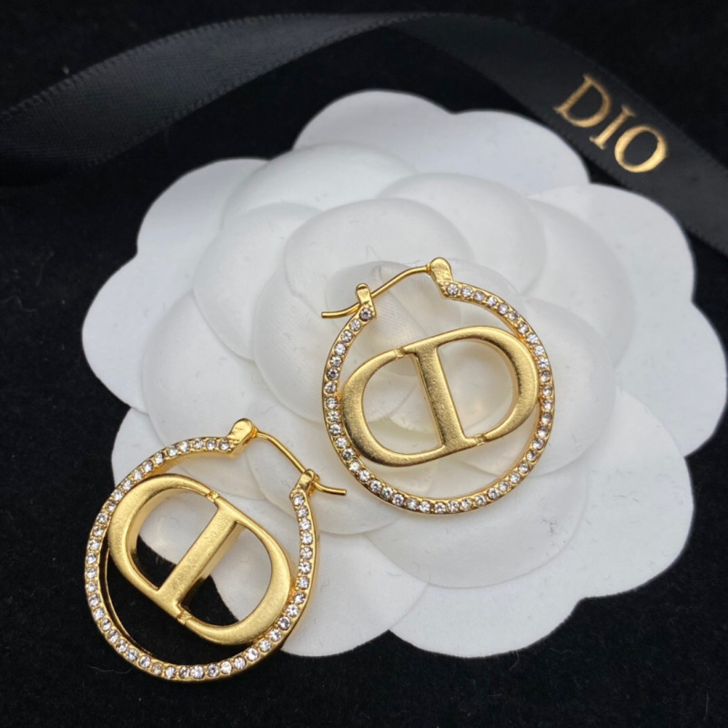 Replica Designer Dior Simple Rhinestone Letter Earrings