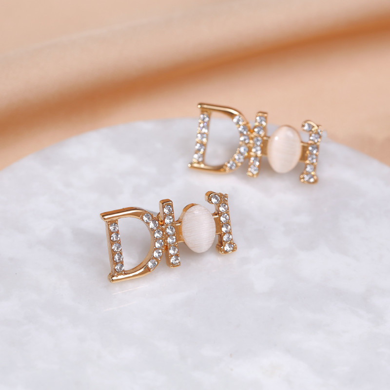 Replica Designer Dior Simple Rhinestone Letter Stud Earrings