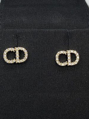 Replica Designer Dior Simple Rhinestone Letter Stud Earrings