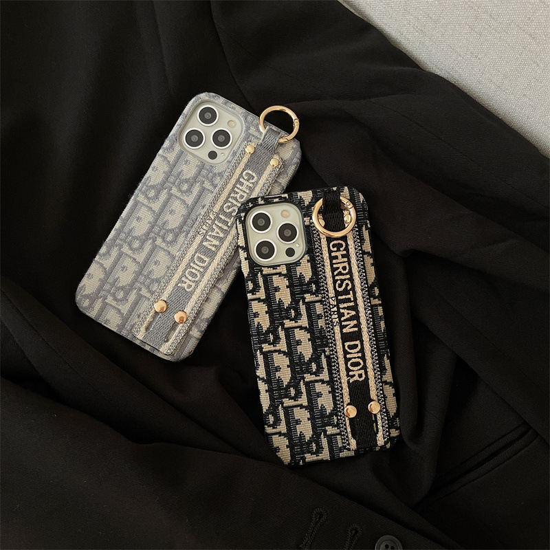 Replica Designer Dior Vintage Embroidered Fabric Wristband Phone Case