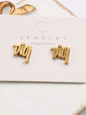 Replica Designer Dior Vintage Metal Letter Stud Earrings