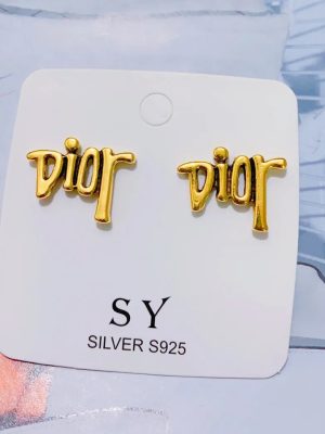 Replica Designer Dior Vintage Metal Letter Stud Earrings