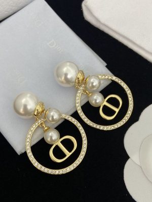 Replica Designer Dior Vintage Rhinestone Pearl Earrings