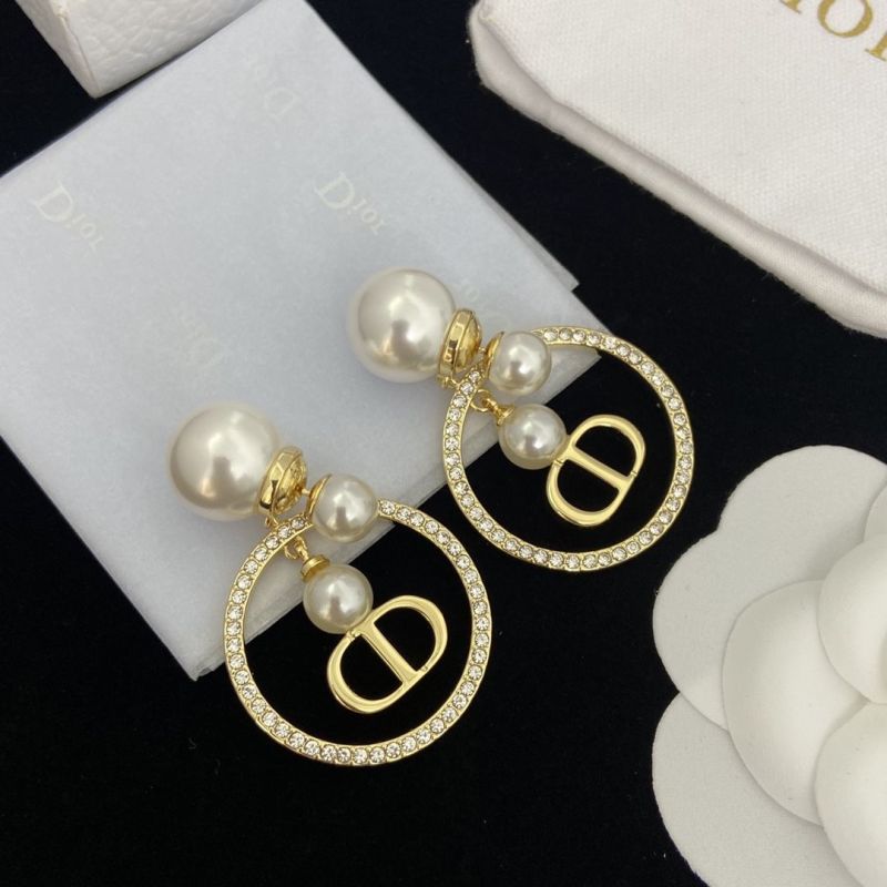 Replica Designer Dior Vintage Rhinestone Pearl Earrings