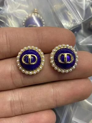 Replica Designer Dior Vintage Round Imitation Pearl Stud Earrings