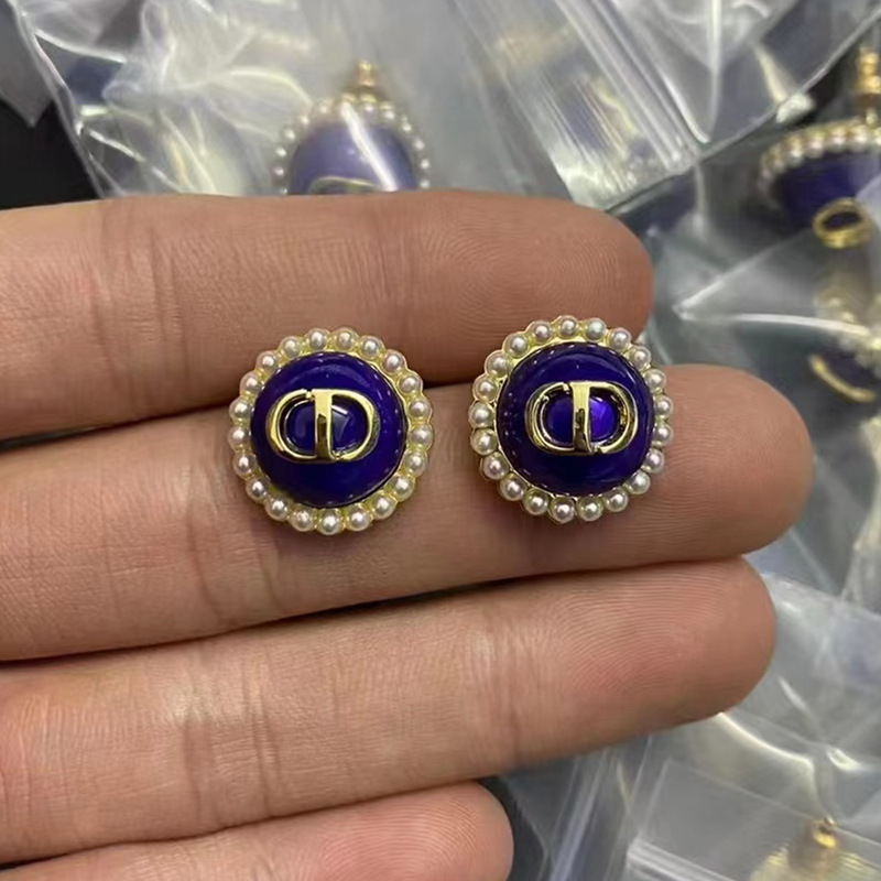 Replica Designer Dior Vintage Round Imitation Pearl Stud Earrings