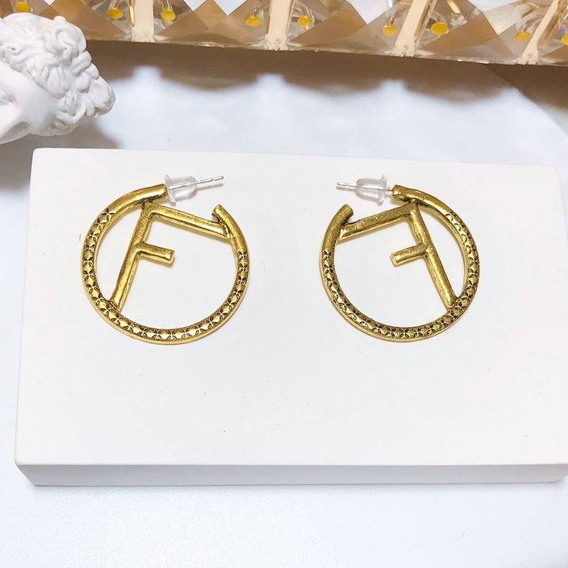 Replica Designer FENDI Women Geometric Simple Fashion Letter F Earrings
