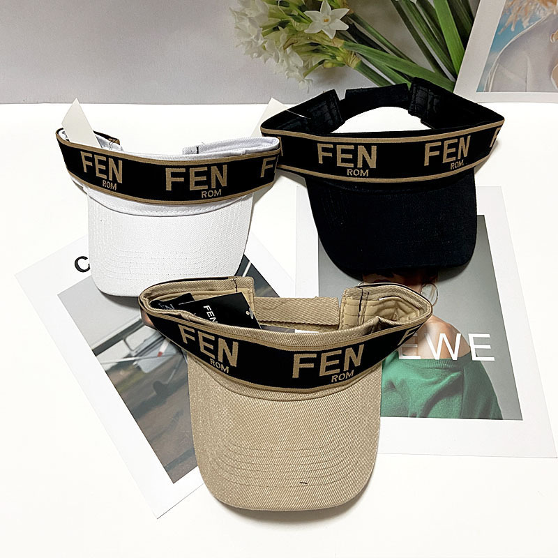 Replica Designer FENDI Women Men Fashion Letter Empty Top Protection Breathable Sun Hat