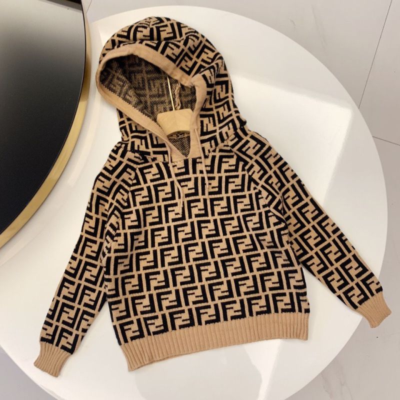 Replica Designer Fendi Children Kid Letter Hooded Pullover Sweater