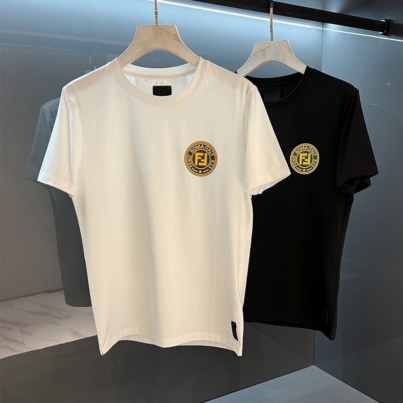 Replica Designer Fendi Round Neck Casual Short-Sleeved T-Shirt