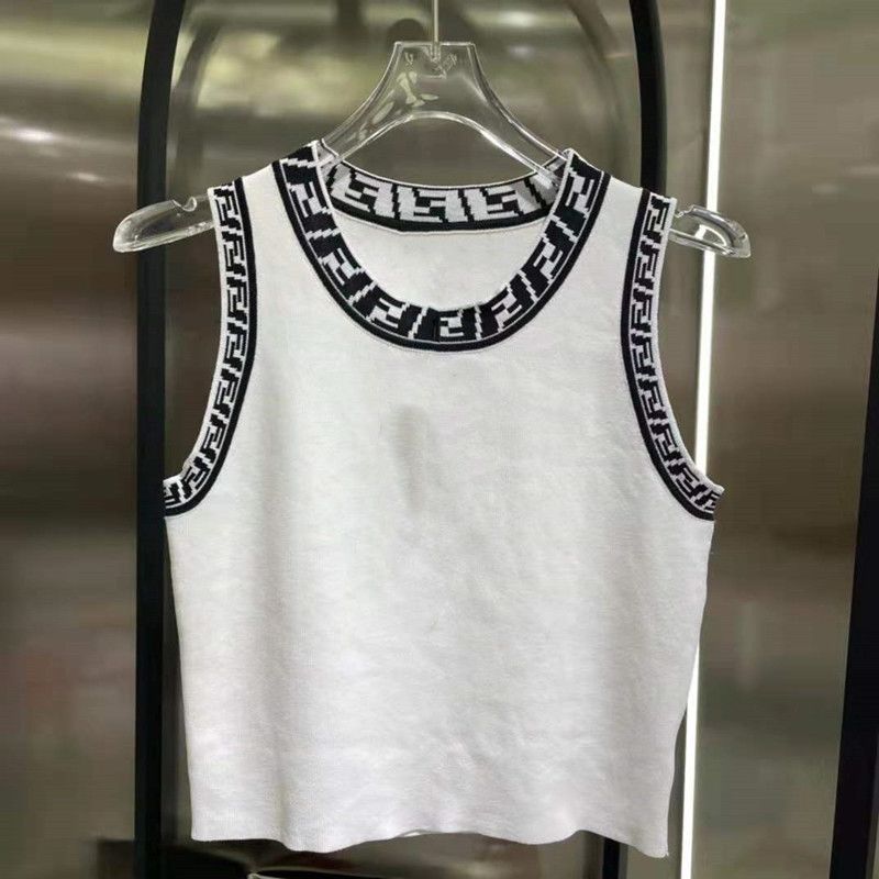 Replica Designer Fendi Women F Printed Letter Jacquard Vest