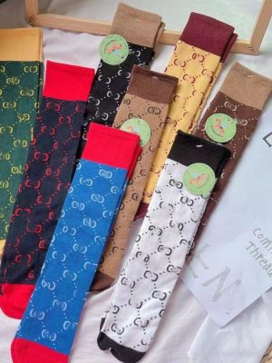 Replica Designer GUCCI Double G Children Letter Color Matching Street Sports Socks
