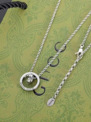 Replica Designer GUCCI Men Women Double G Double Ring Necklace