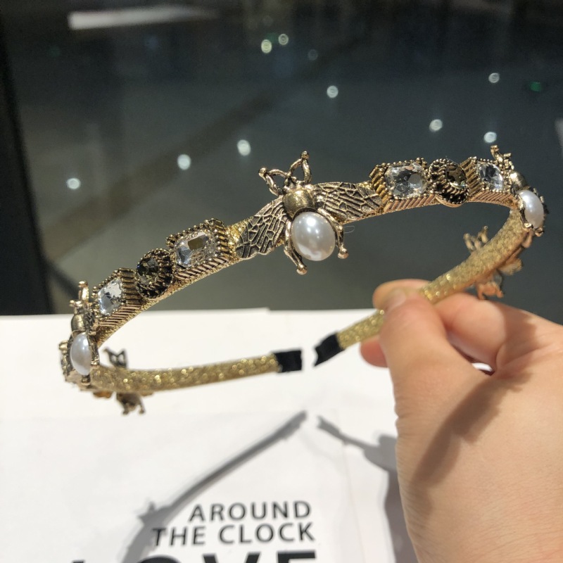Replica Designer GUCCI Women Pearl Retro Bee Headband Hair Accessories
