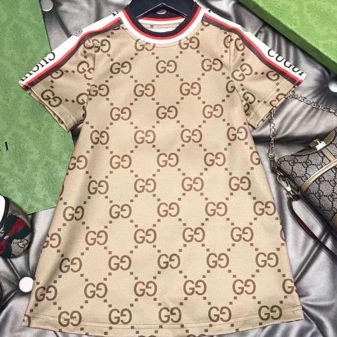 Réplica de diseñador Gucci Big Girl Baby G Letter Full Print Pullover Dress
