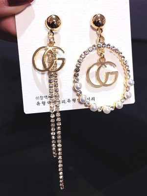 Replica Designer Gucci Fashion Letter Crystal Circle Tassel Earrings