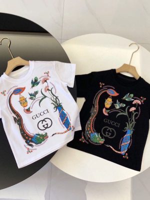 Replica Designer Gucci Kid Boy Girl Letter Printing Breathable Cotton Fashion Short-Sleeved T-Shirt
