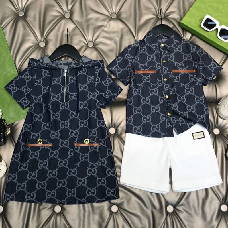 Replica Designer Gucci Kid Girl Short-Sleeved Hooded Dress