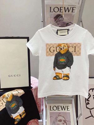Replica Designer Gucci Kids Boys Girls Bear G Printing Short Sleeve T-Shirts