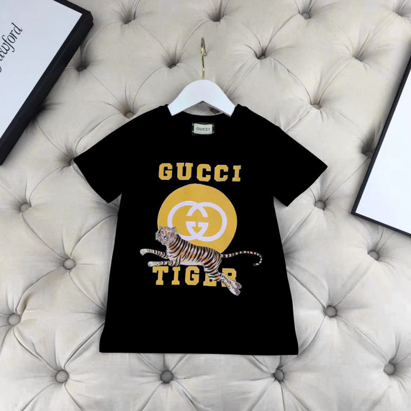 Replica Designer Gucci Kids Girls Boys Letter Print Short Sleeve T-Shirt