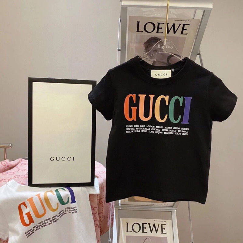 Replica Designer Gucci Kids Girls Boys Letter Print Short Sleeve T-Shirt