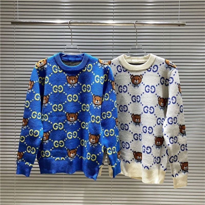Replica Designer Gucci Lovely Bear Jacquard Crew Neck Sweater