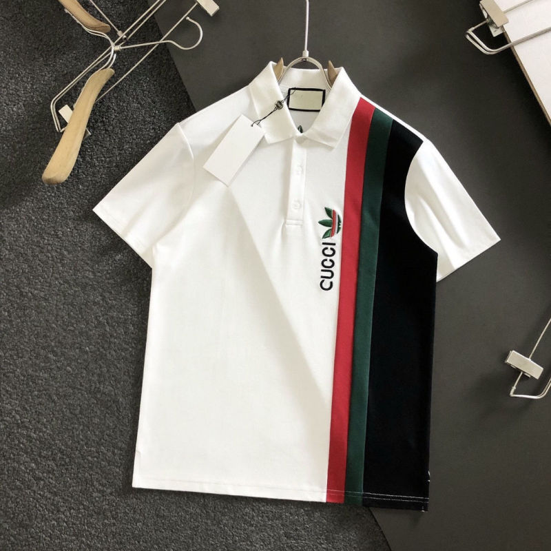 Replica Designer Gucci Men'S Fashion Stripe Stitching Multicolor Letter Embroidery Lapel Short-Sleeved Polo Shirt