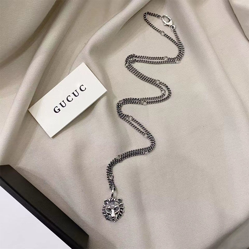 Replica Designer Gucci Retro Old Lion Pendant Necklace