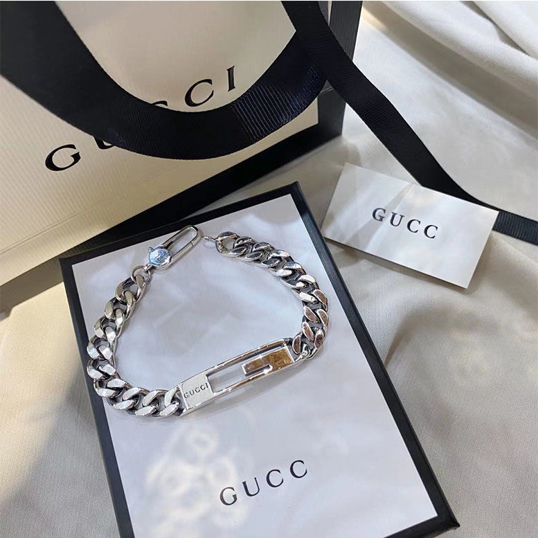 Replica Designer Gucci Silver Letter G Hollow Vertical Bracelet