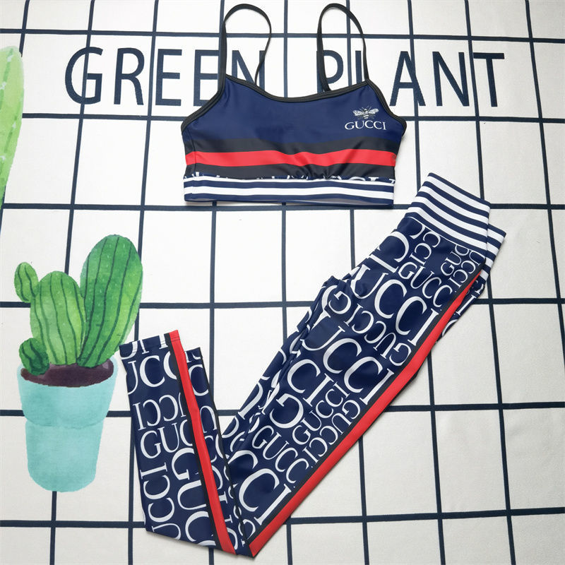 Replica Designer Gucci Suspenders Trousers Yoga 2pcs Set