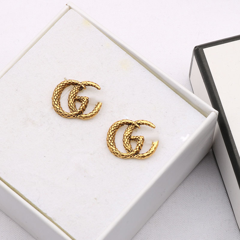 Replica Designer Gucci Women Double G Letter Hollow Stud Earrings