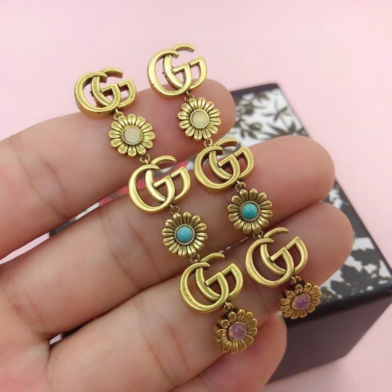Replica Designer Gucci Women Fashion Chrysanthemum Double G Letter Earrings