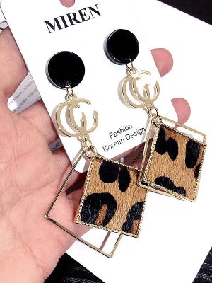 Replica Designer Gucci Women Fashionable Leopard Square Letter Earrings